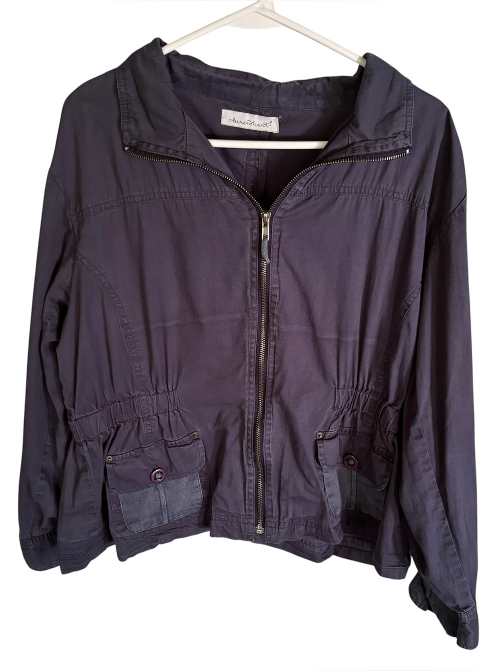 Keren Hart Navy Blue 100% Cotton Utility Jacket Outdoor Gorpcore Cinched Waist